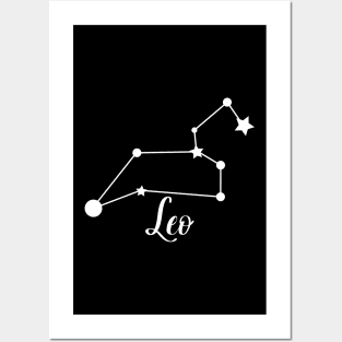 Leo Zodiac Constellation in White Posters and Art